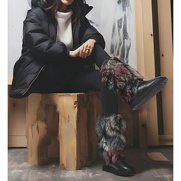 C8 NIB AU & MU AUSTRALIA N613 Wmns Sheepskin Fur Winter Snow Boots Size 12 - Picture 2 of 11